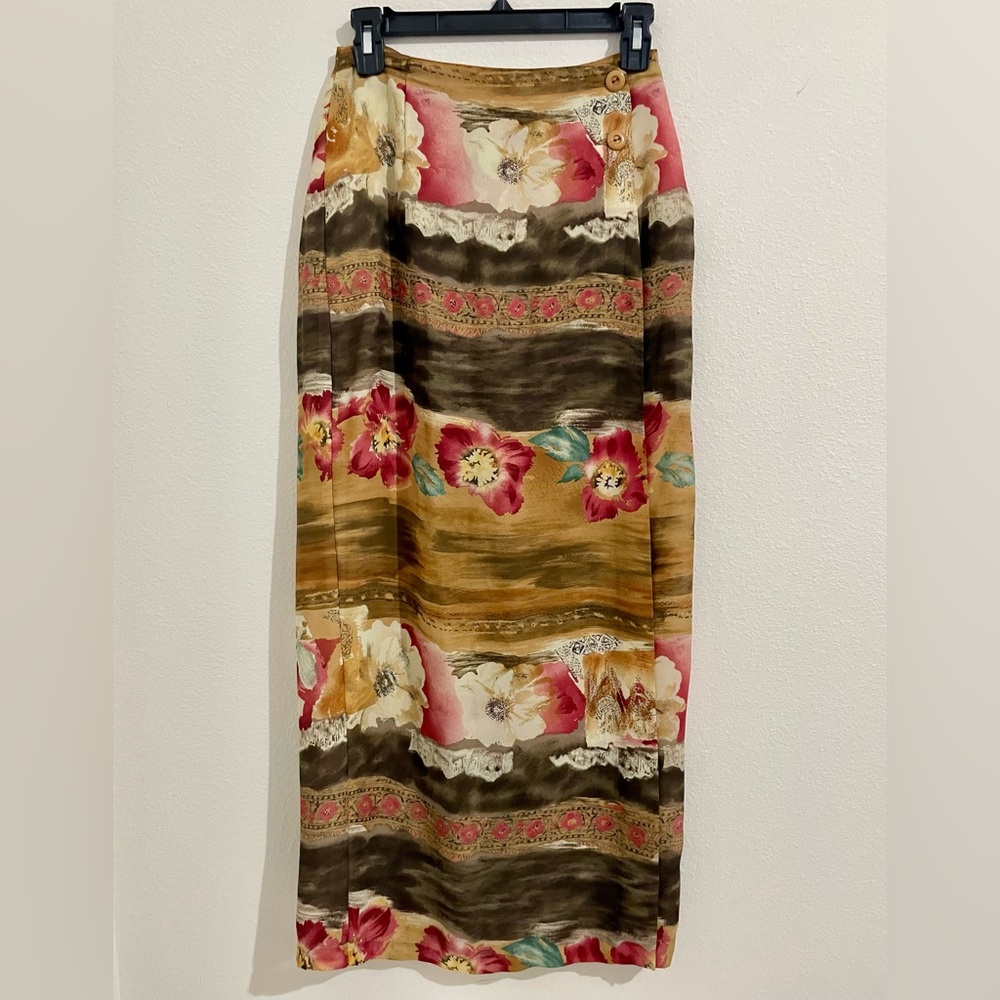 Floral Print Maxi Wrap Skirt